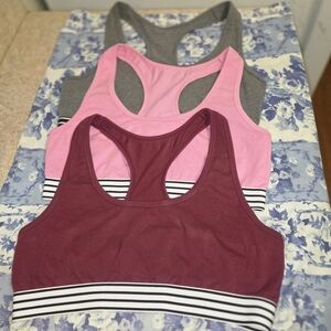 Joe Boxer Trio Racerback Sports Bras in Burgundy, Pink & Gray